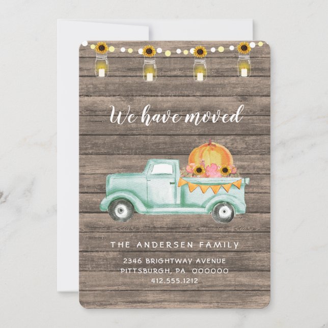 Rustic Country Fall Harvest Moving Announcement (Front)