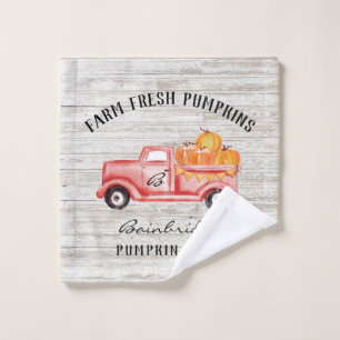 Rustic Country Fall Pumpkin Farm Family Name   Wash Cloth
