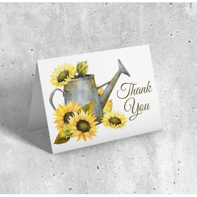 Rustic Country Fall Watercolor Sunflower Thank You Card (Creator Uploaded)