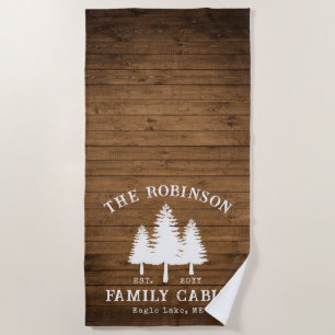 Rustic Country Family Cabin Trees Wood Plank Print Beach Towel