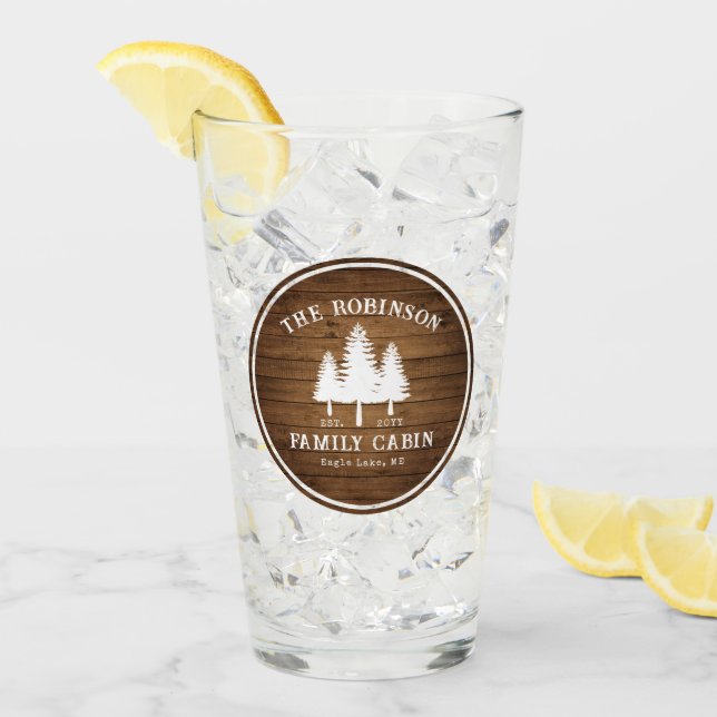 Rustic Country Family Cabin Trees Wood Plank Print Glass (Front Ice)