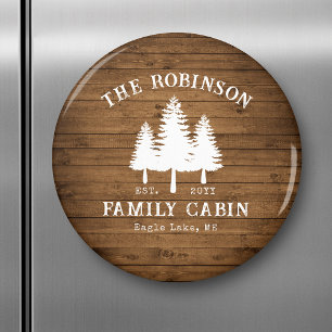 Rustic Country Family Cabin Trees Wood Plank Print Magnet