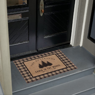 Rustic Country Family Name Cabin in the Woods Doormat