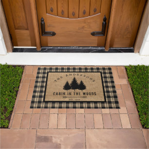Rustic Country Family Name Cabin in the Woods Doormat