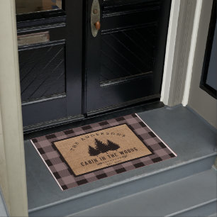 Rustic Country Family Name Cabin in the Woods Doormat