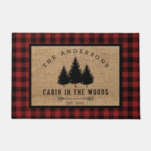Rustic Country Family Name Cabin in the Woods Doormat