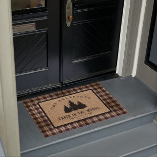 Rustic Country Family Name Cabin in the Woods Doormat