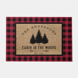 Rustic Country Family Name Cabin in the Woods Doormat