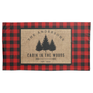 Rustic Country Family Name Cabin in the Woods Pillowcase