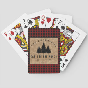 Rustic Country Family Name Cabin in the Woods Playing Cards