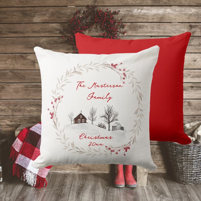 Rustic Country Family Name Cushion (Rustic Country, Family Name, Year, Accent Pillow)