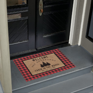 Rustic Country Family Welcome to the Woods Cabin Doormat