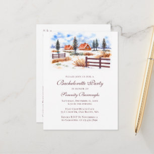 Rustic Country Farm Barn Winter Bachelorette Party Postcard