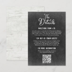 Rustic Country Farm Chalkboard Wedding Details Enclosure Card