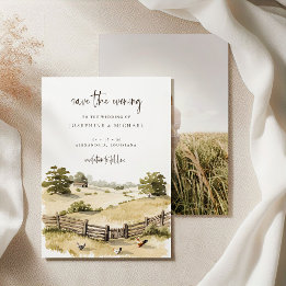 Rustic Country Farm Chick Save the Evening Wedding Date
