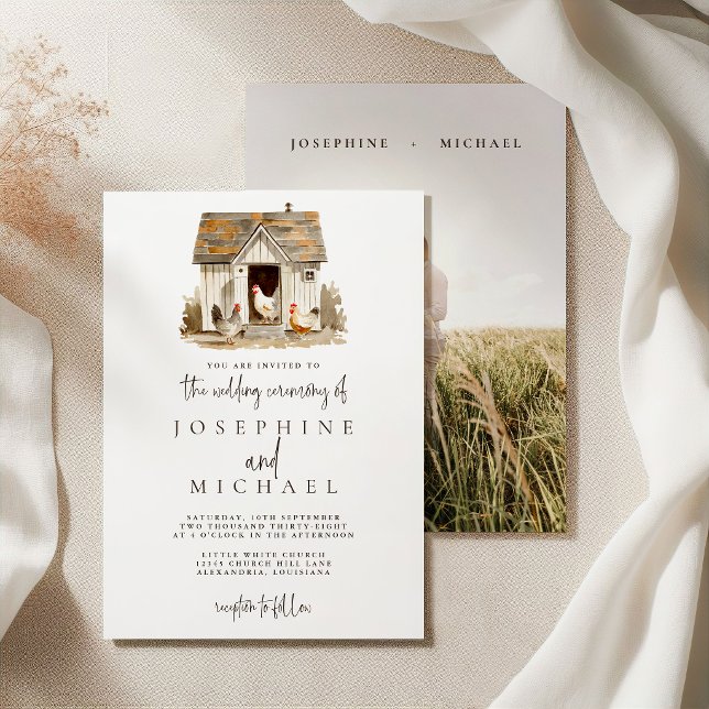 Rustic Country Farm Chicken Wedding Invitation (Creator Uploaded)