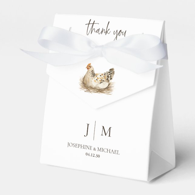 Rustic Country Farm Chicken Wedding Mongram Favour Box (Front Side)