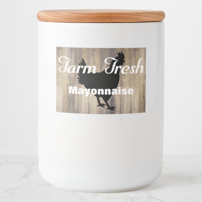 Rustic Country Farm Fresh Hen & Barn Wood Food Label (Front)