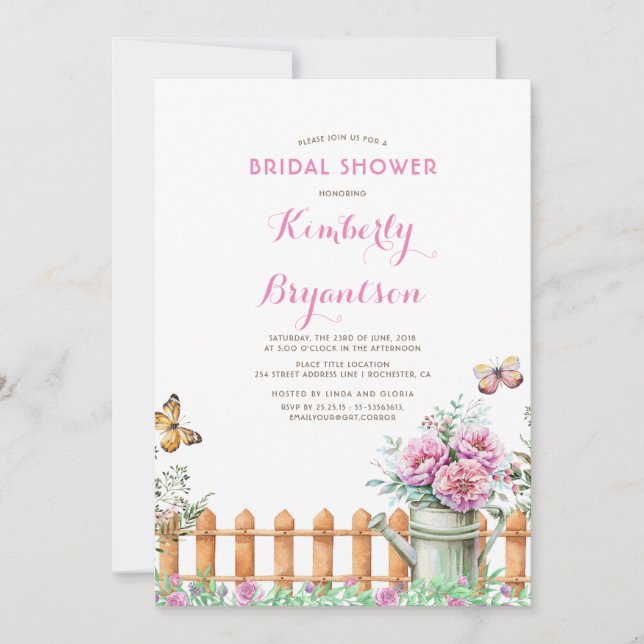 Rustic Country Farm | Garden Peony Bridal Shower Invitation (Front)