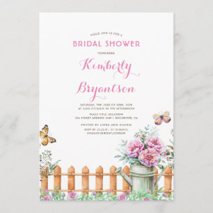 Rustic Country Farm   Garden Peony Bridal Shower Invitation