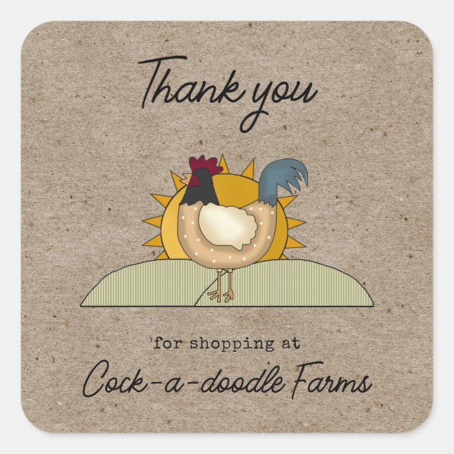 Rustic Country Farm Rooster Chicken Label  (Front)