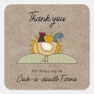 Rustic Country Farm Rooster Chicken Label