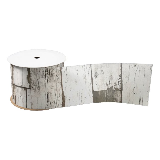 rustic country farmhouse barn grey white woodgrain satin ribbon (Spool)