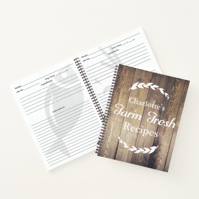 Rustic Country Farmhouse Barn Wood Recipe Notebook (Inside)