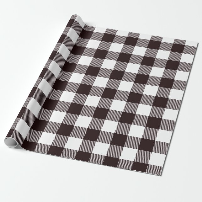 Rustic Country Farmhouse Black & White Flannel Wrapping Paper (Unrolled)