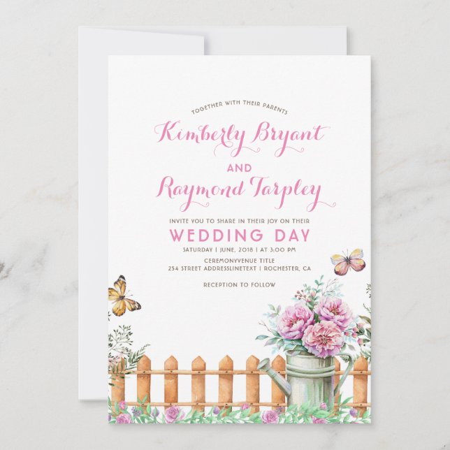 Rustic Country Farmhouse Floral Garden Wedding Invitation (Front)