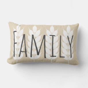 Rustic Country Farmhouse Wheat Sprigs Family Name Lumbar Cushion