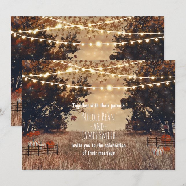 Rustic Country Field Autumn Wedding Invitations (Front/Back)