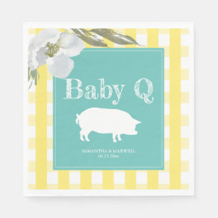 Rustic Country Floral and Pig Gingham Babyq Napkin