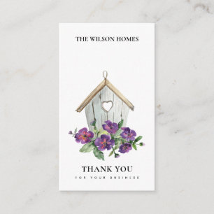 RUSTIC COUNTRY FLORAL BIRD HOUSE THANK YOU REALTOR BUSINESS CARD