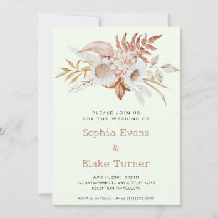 Rustic Country Floral Botanical Green Wedding Invitation