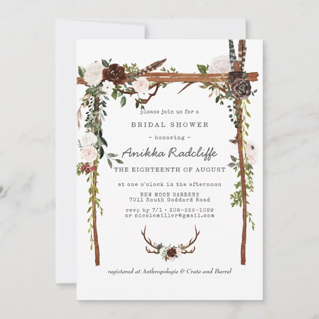 Rustic Country Floral | Bridal Shower Invitation (Front)