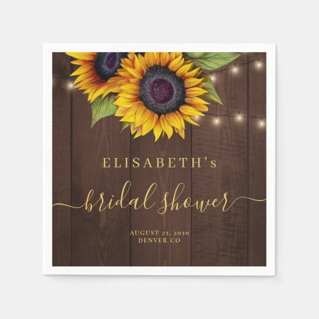Rustic country floral elegant bridal shower napkin (Front)