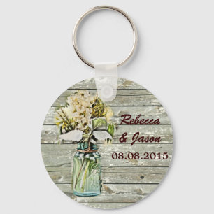 rustic country floral mason jar wedding thank you key ring