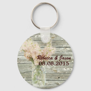 rustic country floral mason jar wedding thank you key ring