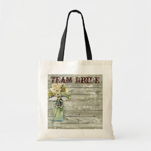 rustic country floral mason jar wedding tote bag