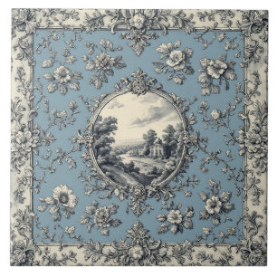 Rustic Country Floral Motifs Mute Tones Distressed Tile
