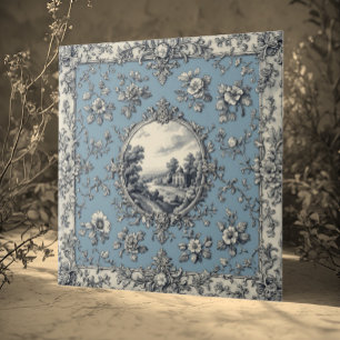 Rustic Country Floral Motifs Mute Tones Distressed Tile