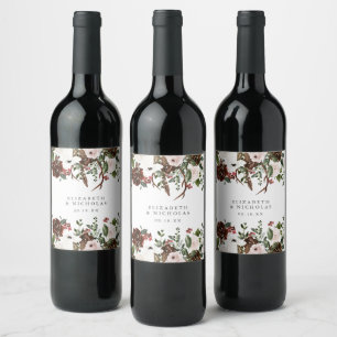 Rustic Country Floral Personalised Wedding Wine Label