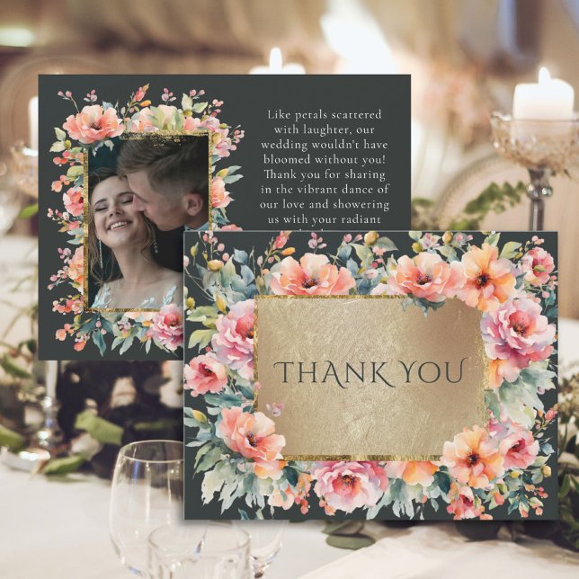 Rustic Country Floral Sage Green Wedding Flat Thank You Card (Rustic Country Floral Sage Green Wedding Flat Thank You Card)