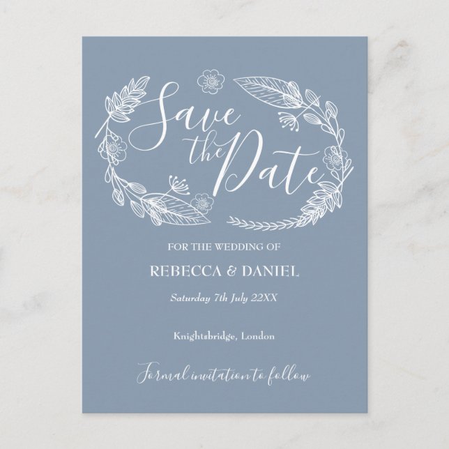 Rustic Country Floral Save the Date Card (Front)