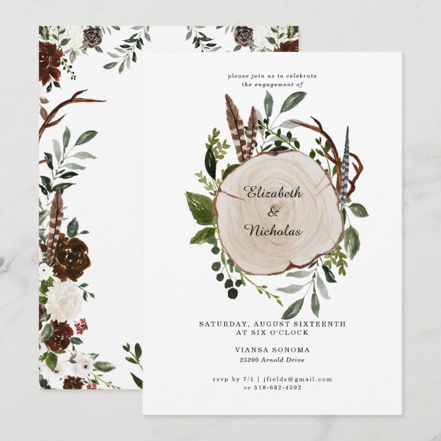 Rustic Country Floral Wedding Engagement Party Invitation (Front/Back)