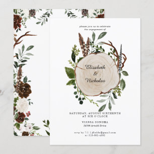 Rustic Country Floral Wedding Engagement Party Invitation