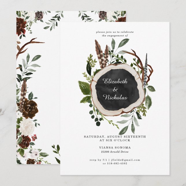 Rustic Country Floral Wedding Engagement Party Invitation (Front/Back)