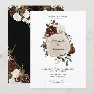 Rustic Country Floral Wedding Engagement Party Invitation