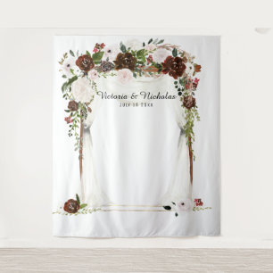 Rustic Country Floral Wedding Photo Booth Backdrop Tapestry